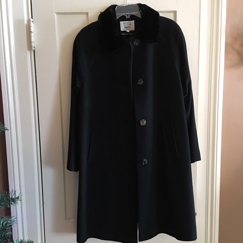 Black wool & cashmere overcoat - Made in Ireland!